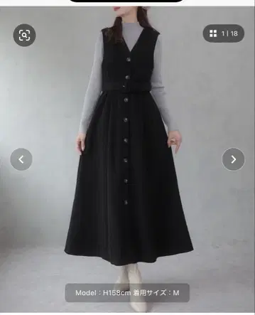 JUNOAH 벨트 포함 속기모 리브 오버롤 스커트 블랙 M