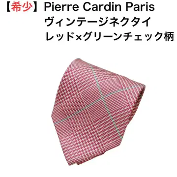 [레어] PierreCardin 빈티지 넥타이 레드 x 그린 체크 무늬