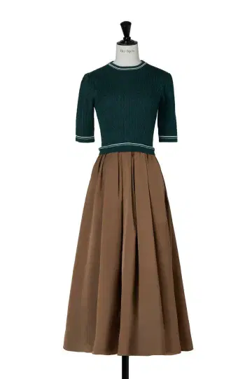 herlipto Cable Knit Docking Flared Dress