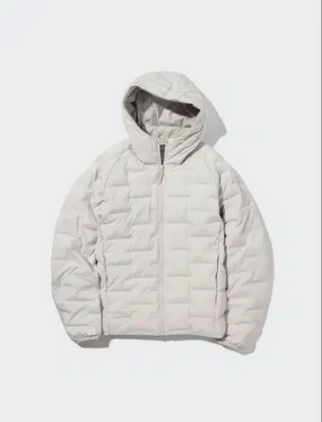 [ UNIQLO ] 퍼프 테크 후드티 후드 부착 다운 자켓 화이트