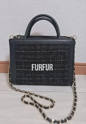 FURFUR 트위드 로고 토트백 숄더백 블랙