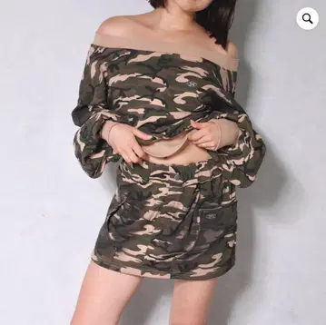 hth 카모 패턴 상의 단품. 오프숄더