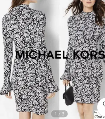 Michael kors 니트 저리 올 패턴 드레스 블랙에 화이트