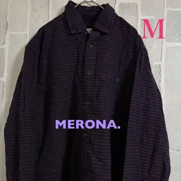 구제 의류 해외 MERONA 긴팔 플란넬 셔츠 M 사이즈 다크 퍼플