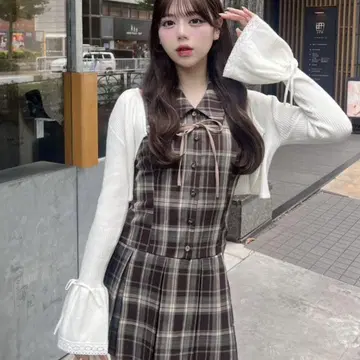 OLIVE des OLIVE 슬리브리스 셔츠 미니 원피스 브라운