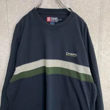 CHAPS 랄프 로렌 보더 자수 로고 긴팔 롱T 2XL