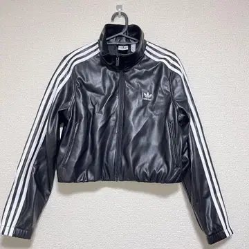 adidas 블랙 가죽 자켓 XXL