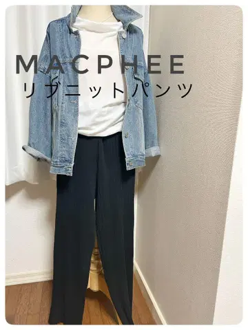 MACPHEE 맥피 울 100% 리브 니트 팬츠 블랙 36
