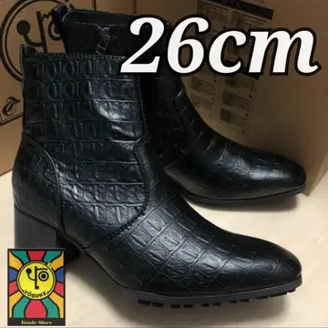배송비 포함 26cm YOSUKE 천연 가죽 힐업 부츠 엠보 악어