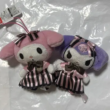 마이멜로디 쿠로미 러블리 스트라이프 리본 마스코트 2개 세트