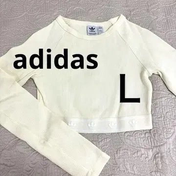 [ 정가 5천엔 ] adidas 리브 긴팔 크롭 상의 크림 L 로고