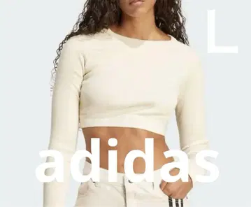 [ 정가 5500엔 ] adidas 리브 긴팔 크롭 상의 크림 L 로고