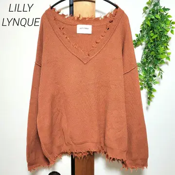 LILLY LYNQUE 릴리린 니트 오렌지 데미지 가공