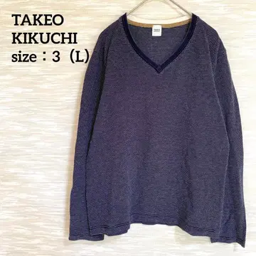 다케오 키쿠치 TAKEO KIKUCHI V넥 긴팔 티셔츠 [ L ] 롱티