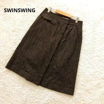 SWINSWING 타이트 스커트 무릎 기장 스트라이프 양모 40 사이즈