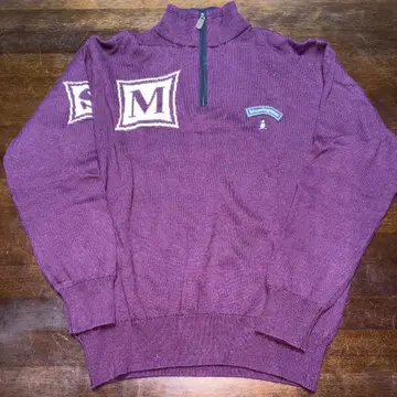 Munsingwear 퍼플 하프 지퍼 스웨터 골프 저지 일본제