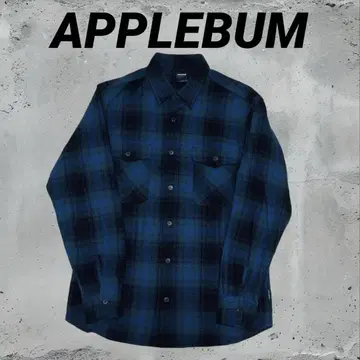 APPLEBUM 애플바무 플란넬 셔츠 울 긴팔 블루 L 사이즈
