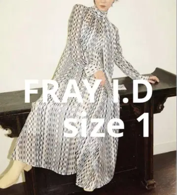 FRAY I.D 멀티 프린트 보타이 원피스 롱 드레스