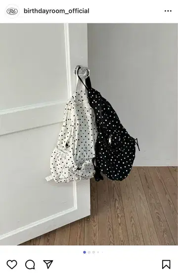 새상품 Birthdayroom 생일 도트 무늬 백팩 블랙