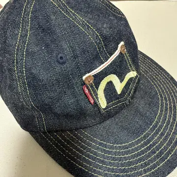 [ 새상품급 ] EVISU 데님 자수 로고 야구 모자