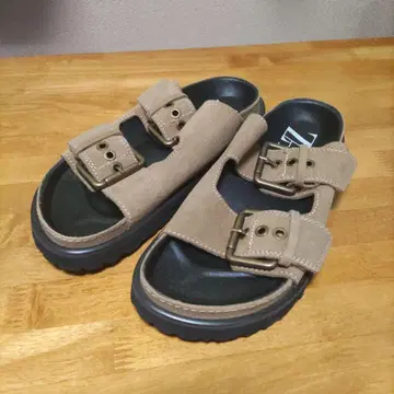 ZARA 브라운 더블 버클 샌들 37 24cm