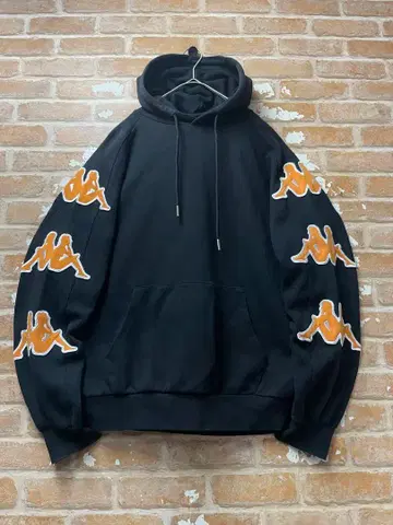 카파 BIGBANDA 후드티 빅 로고 소매 로고 블랙