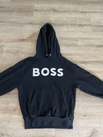BOSS 블랙 후드 부착 후드티 M