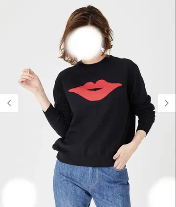 미사용 폴스미스 니트 스웨터 상의 립 디자인 블랙