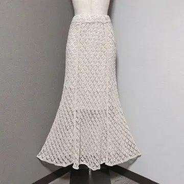 헤더 크로셰 레이스 머메이드 롱 스커트