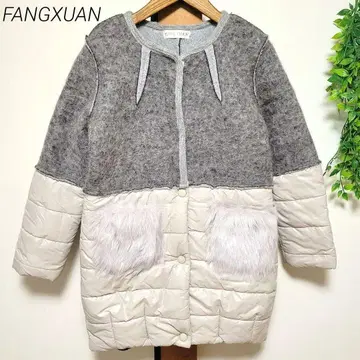 FANGXUAN 다운 아우터 퍼 자켓 그레이