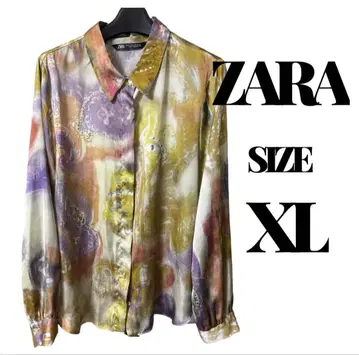 ZARA 멀티 컬러 긴팔 새틴 셔츠 XL