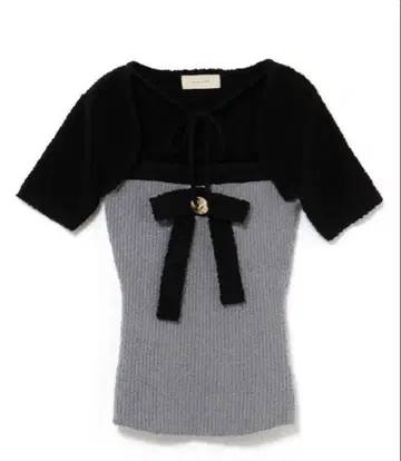andmary Bicolor ribbon tops black