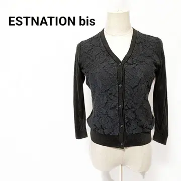 ESTNATION bis 레이스 절개 가디건 블랙 사이즈 38