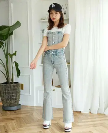 ANAP 프론트 지퍼 레이스업 데님 살로펫 라이트 블루