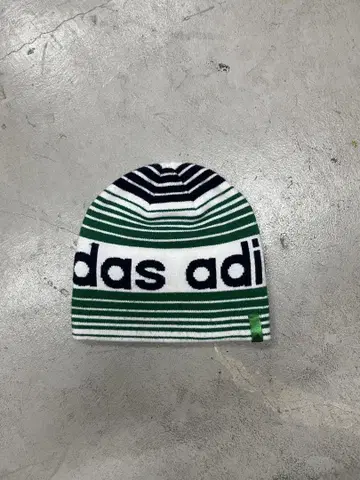 90s 아디다스 니트 모자 비니 y2k 보더 그린 화이트