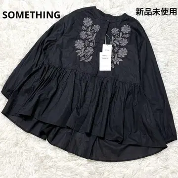 미사용 새상품 SOMETHING 썸씽 블라우스 긴팔 블랙 F