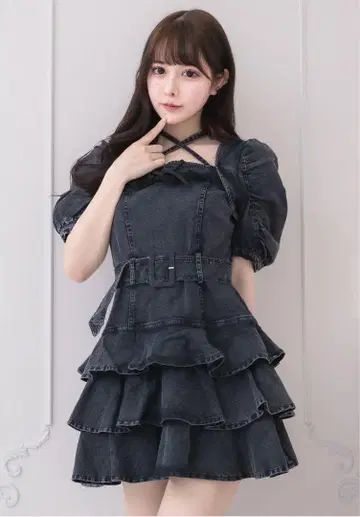 티어드 프릴 미니 원피스