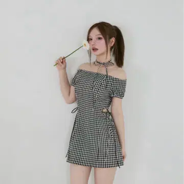 정품 andmary Becky check mini dress