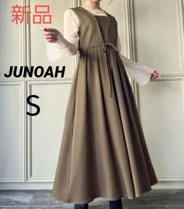 새상품 [ JUNOAH ] 주노아 리본턱 오버롤 스커트 브라운 S