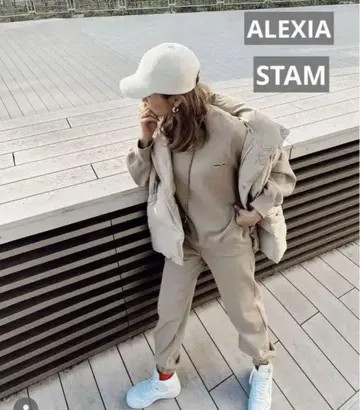 ALEXIA STAM 맨투맨 셋업 트레이닝복 베이지 M 사이즈