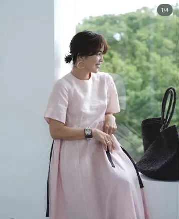 에브리데이 드레스 브리즈 린넨 쉘핑크 M 사이즈