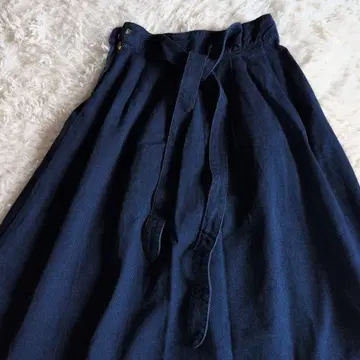 사만사 모스모스 블루 데님 플레어 롱 스커트 L