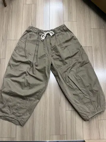 카키 와이드 팬츠 코튼 혼방