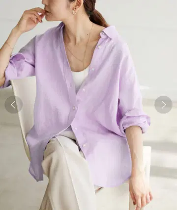 SLOBE IENA European Linen 레귤러 셔츠 퍼플