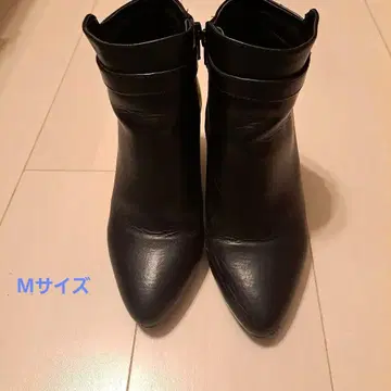 ROPE' PICNIC 가죽 앵클부츠 블랙 중간 힐