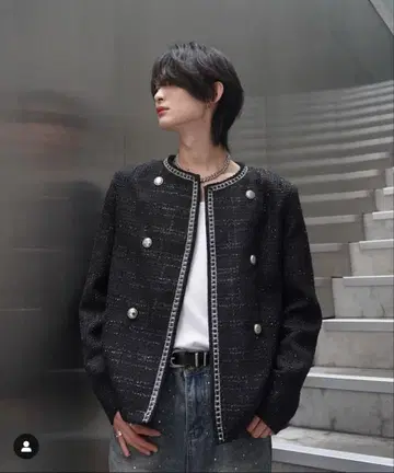 미사용 새상품 K-스타일 트위드 테일러드 자켓 한국 아이돌