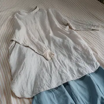 [새상품급] 비어즐리 린넨 앞뒤 튜닉 셔츠 블라우스 베이지 F