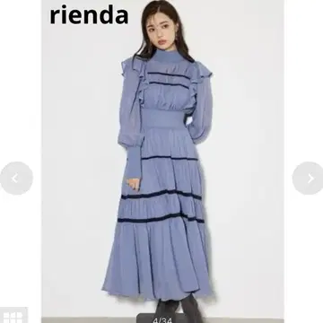 새상품급 rienda 테이프 개더 티어드 OP 원피스