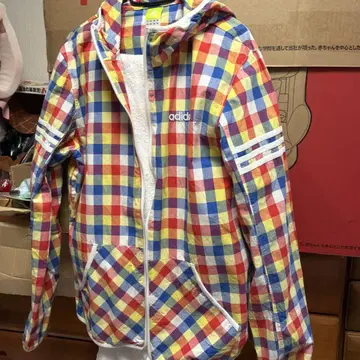 adidas 체크 무늬 후드 부착 후드티 L 사이즈 겉옷