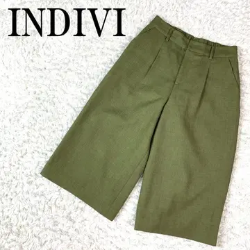 INDIVI 인디비 와이드 크롭 팬츠 그린 38 B3282